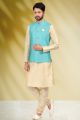 Banarasi Silk Blue Nehru Jacket for Men (NMK-6459)