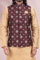 Banarasi Silk Wine Mens Nehru Jacket(NMK-6450)