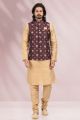 Banarasi Silk Wine Mens Nehru Jacket(NMK-6450)