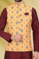 Banarasi Silk Yellow Nehru Jacket for Men (NMK-6451)