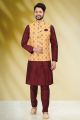 Banarasi Silk Yellow Nehru Jacket for Men (NMK-6451)