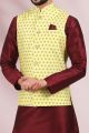 Banarasi Silk Yellow Nehru Jacket for Men (NMK-6456)