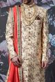 Beige Art Banarasi Silk Sherwani (NMK-4533)