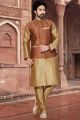 Beige Art Dupion Jacket Style Kurta (NMK-2894)