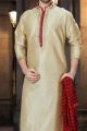 Beige Art Dupion Regular Kurta Pajama (NMK-3761)