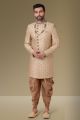 Beige Art Silk Embroidered Mens Sherwani (NMK-5524)