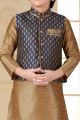 Beige Art Silk Jacket Style Kids Kurta (NKK-634)