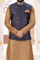 Beige Art Silk Jacket Style Kurta (NMK-4273)