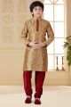 Beige Art Silk Kids Kurta Pajama (NKK-653)