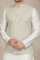 Beige Art Silk Mens Nehru Jacket (NMK-6963)