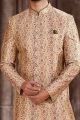 Beige Art Silk Mens Sherwani (NMK-6868)