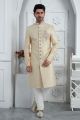 Beige Art Silk Mens Sherwani (NMK-7710)