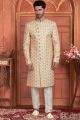 Beige Art Silk Mens Sherwani (NMK-7898)