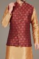 Beige Art Silk Nehru Jacket for Men (NMK-5129)