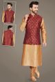 Beige Art Silk Nehru Jacket for Men (NMK-5129)