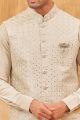 Beige Art Silk Nehru Jacket (NMK-8050)