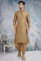 Beige Banarasi Silk Kurta Pajama (NMK-5707)