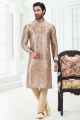 Beige Banarasi Silk Kurta Pajama (NMK-6707)