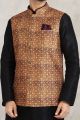 Beige Banarasi Silk Nehru Jacket (NMK-5691)