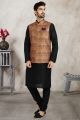 Beige Banarasi Silk Nehru Jacket (NMK-5691)