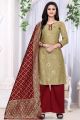 Beige Banarasi Silk Salwar Suit (NWS-6338)