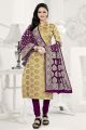 Beige Banarasi Silk Salwar Suit (NWS-6411)