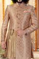 Beige Banarasi Silk Sherwani (NMK-4316)