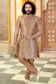 Beige Banarasi Silk Sherwani (NMK-4316)