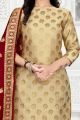 Beige Banarasi Silk Womens Salwar Suit (NWS-6345)