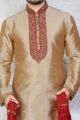 Beige Dupion Art Silk Kurta Pajama (NMK-3691)