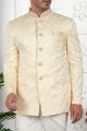 Beige Imported Jaquard Silk Indo Western (NMK-7207)