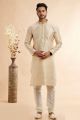 Beige Jaquard Art Silk Kurta Pajama (NMK-7901)