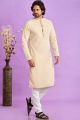 Beige Jaquard Silk Kurta Pajama (NMK-7568)