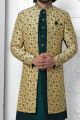 Beige Jaquard Silk Mens Indo Western (NMK-7186)