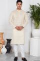 Beige Linen Cotton Kurta Pajama (NMK-7581)