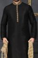 Black Art Banarasi Silk Designer Kurta Pajama (NMK-3673)