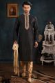 Black Art Banarasi Silk Mens Kurta Pajama (NMK-4388)