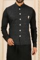 Black Art Banarasi Silk Mens Nehru Jacket (NMK-6322)