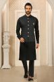 Black Art Banarasi Silk Mens Nehru Jacket (NMK-6322)