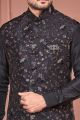 Black Art Banarasi Silk Nehru Jacket (NMK-7421)