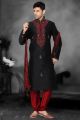 Black Art Dupion Designer Kurta Pajama (NMK-2184)