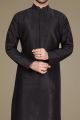 Black Art Silk Kurta Pajama (NMK-5140)