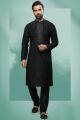 Black Art Silk Kurta Pajama (NMK-6421)