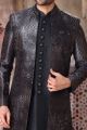 Black Art Silk Mens Indo Western (NMK-6844)