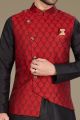 Black Art Silk Mens Nehru Jacket (NMK-5133)