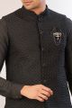 Black Art Silk Mens Nehru Jacket (NMK-8038)