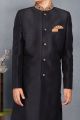 Black Art Silk Sherwani for Kids (NKK-725)