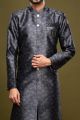 Black Banarasi Jaquard Mens Indo Western (NMK-7005)