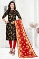 Black Banarasi Silk Salwar Suit (NWS-6355)