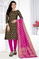 Black Banarasi Silk Salwar Suit (NWS-6420)